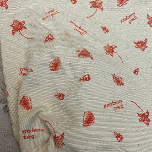 Birds n Bees Cream & Red Strawberry Patch Print Open Canvas Tote - Picture 4 of 8